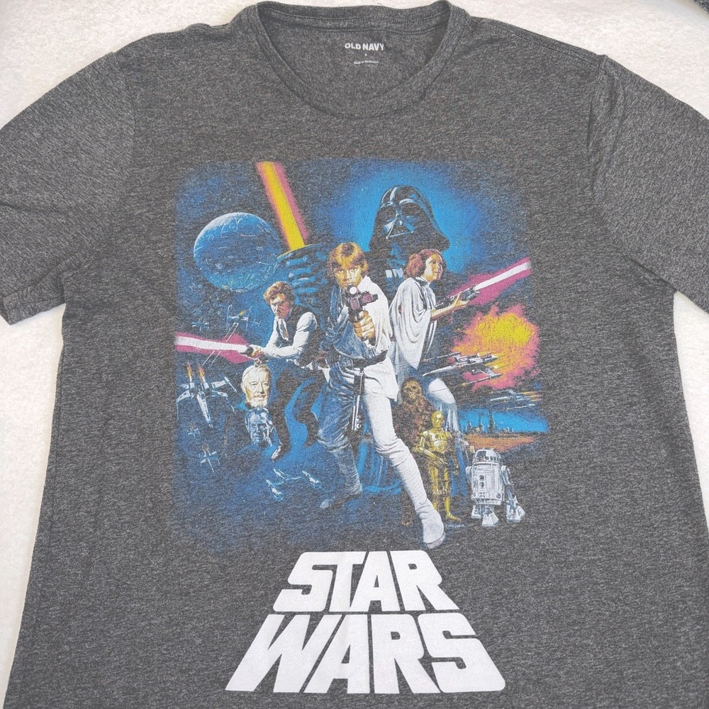 Star Wars Graphic‎ Tee Old Navy Women's Small Darth Vader Luke Leia Gray T-Shirt